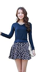 Peplum Long Sleeves Chiffon Floral Print  Dress