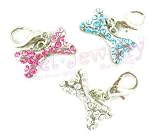 Pet Charms - Dog Charms - collar charms - pink crystal bones pet charm