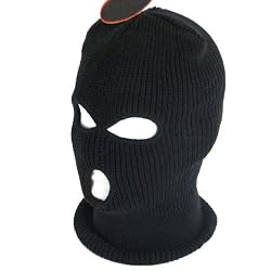 New Ski Face Mask Knit Beanie Biker Snowboard 3 Holes * Black * Size - Medium / Large