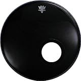 IMAGE OF Remo Ebony Powerstroke 3 Bass Drum Head with 5 Port Hole, Ebony, 22-Inch