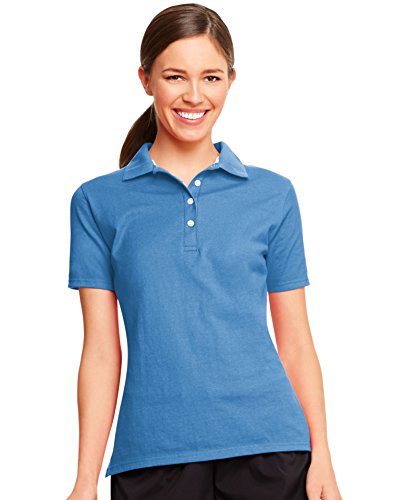 Hanes X-Temp  Women's Polo Neon Blue Heather  Medium