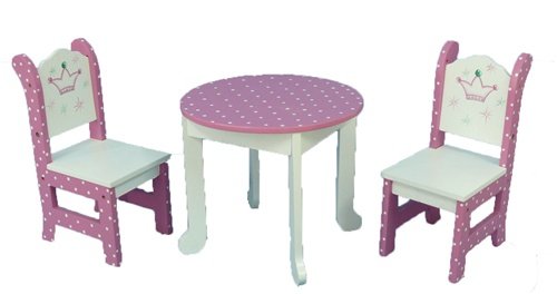 41tb%2BpuTK9L Wooden Doll Table and Chairs Set 15in Crown Collection Furniture