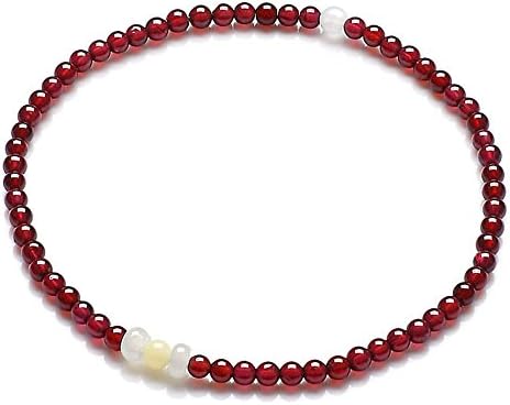 Dlakela Red Garnet Beads Anklet Bracelet,11"