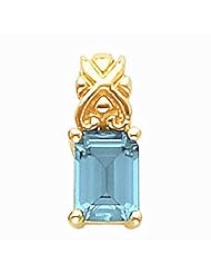 18K Yellow Gold Emerald Cut Aquamarine Pendant -- LIFETIME WARRANTY