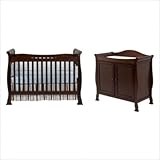 Reagan 4-in-1 Convertible Crib Nursery Set with Toddler Rail in Coffee