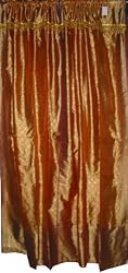 Womens Gift Idea-silk Sari Curtains-2 Rust Brown Panels Drapes, Window Treatment