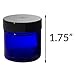 1 oz Cobalt Blue Thick Wall Glass Glass Straight Sided Jar with Black Smooth Lids (6 pack)