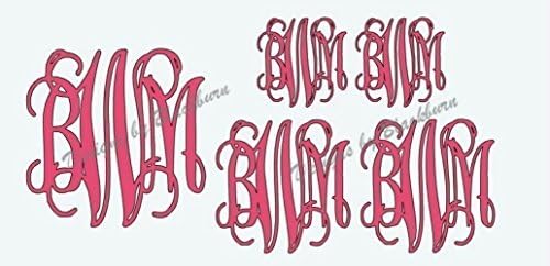 Vine Monogram Decal Multiple Sizes Set of 5