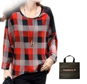 (ラズベリーパイ)RaspberryPi ドルマンスリーブ ブロック チェック チュニック シャツ XL 2XL 3XL オリジナルエコバッグセット ldn130rp