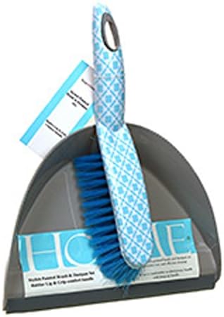 Decorative Gray and Light Blue Lattice Dustpan and Brush Set