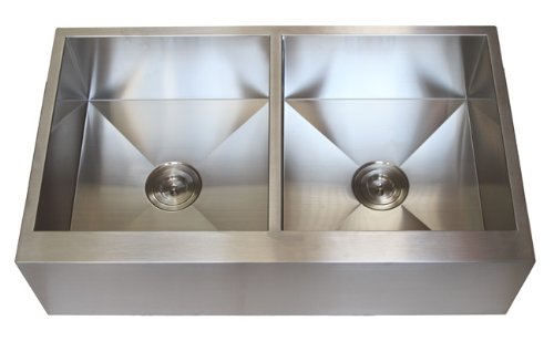 36 Inch Stainless Steel Flat Front Farmhouse Apron Kitchen Sink 50/50 Double Bowl