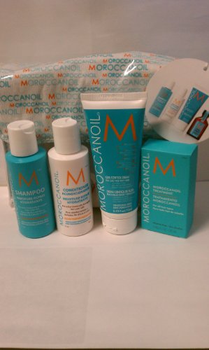  Moroccanoil 4 Piece Travel Kit (Includes 2.4 Oz Shampoo, 2.4 Oz Conditioner, Moroccanoil Treatment 25ml, Curl Defining Creme 75ml, Travel Bag) 