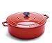 World Cuisine Oval Enamel Cast Iron Dutch Oven 5 1/2 Quart with Lid, Red