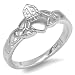 Sterling Silver Ladies Heart Shape Irish Friendship and Love Band Claddagh Celtic Ring (Available in size 6, 7, 8)