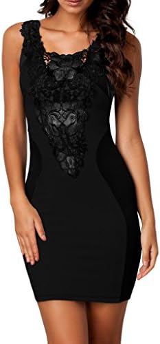 Yishower Women Lace Sleeveless Slim Fashion Bodycon Party Cocktail Evening Dress