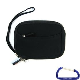 Gizmo Dorks Soft Neoprene Zipper Case (Black) with Carabiner Key Chain for the Vivitar DVR 690 HD Camcorder