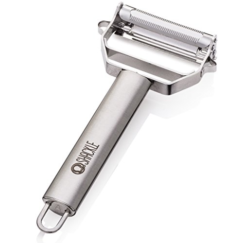 Vegetable Peeler, Julienne Peeler, ShackleÂ® Premium Ultra Sharp Stainless Steel Julienne Peeler & Vegetable Peeler with Cleaning Brush