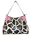 Giraffe Tote Brown with Pink Trim Bag Handbag Purse Image