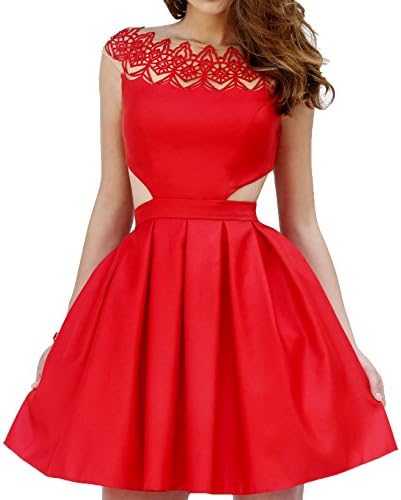 LM Short Cap Sleeves Embroidery Cut-Out Sides Homecoming Dress