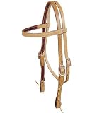 Harness Leather Brow Band Headstall with Water Strap Ends