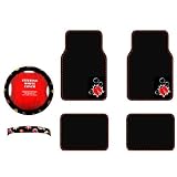 Buy A Set of 4 Universal Fit Plush Carpet Floor Mats and 1 Microfiber Faux Suede...