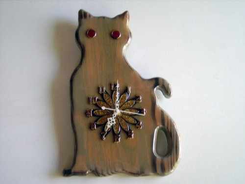 CAT WOODEN (GRAY) WALL CLOCK