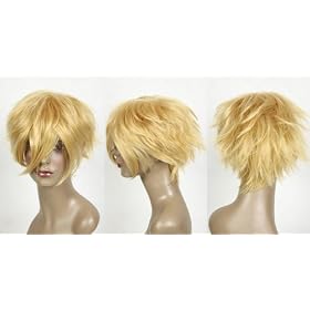 Cosplayland C522 - short layered Naruto heat-resistant Blonde Cosplay Wig