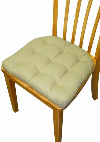 Dining Chair Pad with Ties - Ranger Solid Color Mint Taupe Cotton Twill - Standard Size - Reversible, Tufted Cushion, Latex Foam Fill - Made in USA (Khaki / Clay)