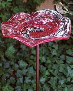 Illuminarie Swirl Bird Bath- Red