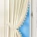 Sand cr� pe curtain with macrame trim white 12x12