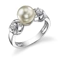 Devoted to Style: Sterling Silver White Pearl CZ Diamond Promise Ring