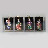 Set of 4 Clown Hand Crafted Glass Ornaments