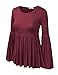Doublju Womens Long Bell Sleeve Flared Ruffle Blouse Top (Made In USA)