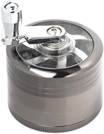 Hand Mill 4 Piece Herb/Spice Grinder 2" with Folding Mill Handle (Brushed Metal)