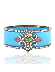 Sterling Silver Tourmaline Gemstone With Cz New Fashion Handmade Womens 2.40 Size Bangle Jewelry