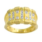 0.15 Cttw Diamond 14 Karat Yellow Gold Alternate Bar Ring Size 7