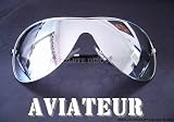 LUNETTES DE SOLEIL STYLE AVIATEUR FBI PILOTE RETRO VINTAGE 80's - MODELE PANORAMIQUE - VERRES EFFET MIROIR - MONTURE ARGENT