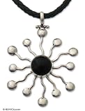 Onyx necklace, 'Black Star' 0.1 W 17.3 L