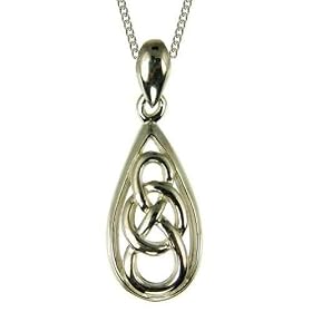 Silver Ladies Celtic Knot Drop Pendant 18