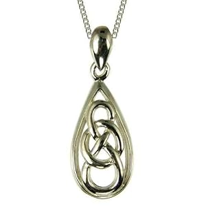 Silver Ladies Celtic Knot Drop Pendant 18