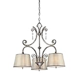 Quoizel KD5103MM Kendra 3-Light Chandelier with Oyster Mica Shades, Mottled Silver