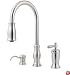Price Pfister 526-5TMS Hanover Single Handle Kitchen Faucet with Pull Down Spray and Soap Dispenser, Stainless Steel