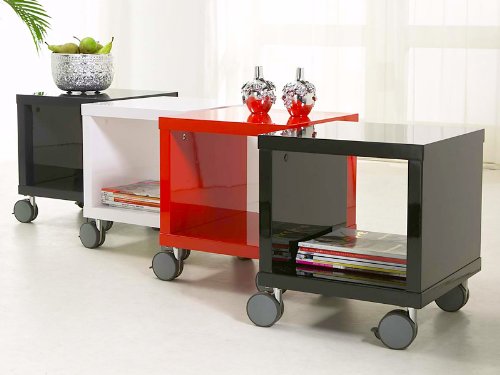LOUNGE Rollenregal Rolltisch Cuben Beistelltisch 40x40 Glanzweiss