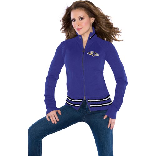 NFL Women's Baltimore Ravens Sweater Mix Jacket (Purple, Small)