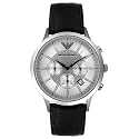Emporio Armani Men's Chronograph Stainless Steel and Black Leather Watch #AR2432