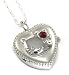 Cute Kitty Heart Locket Necklace Watch w/ red crystal accent on 23'' chain