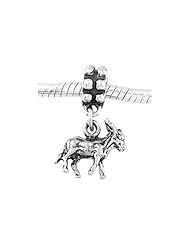 Sterling Silver Donkey Mule Dangle Bead Charm