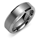 Beveled Edge Brushed Finish 7mm Comfort Fit Mens Tungsten Carbide Wedding Band Ring Size 9