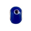 Pandora Style Charm Bead (Z268) Murano Style Lampwork Glass (14mm x 10mm) (fits Troll too) ~ Sapphire Blue with Black and White Dots