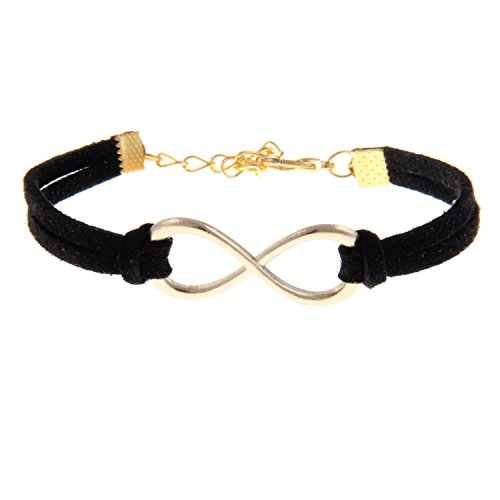 Soyagift Handmade Gold Color Infinity Friendship Bracelet (Black)